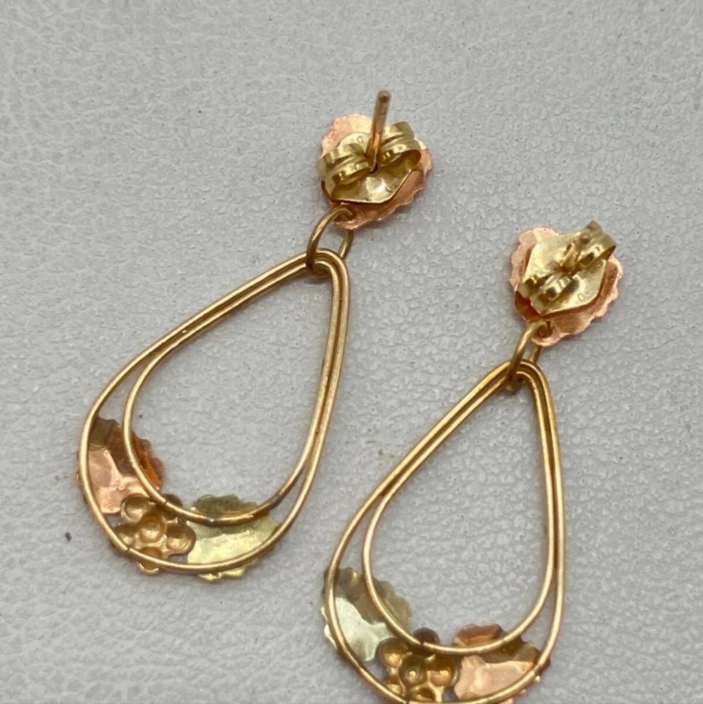 Gold Drop Leaf Earrings View 4